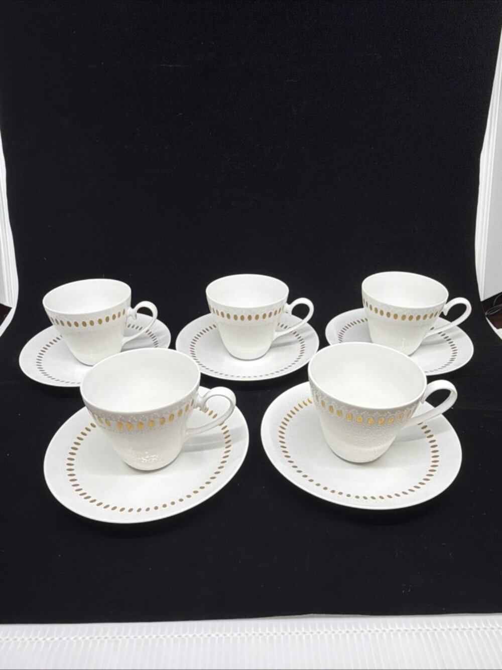 Rosenthal Continental R2035 Romance Gold 5 Cups Saucers Germany 10pc Set